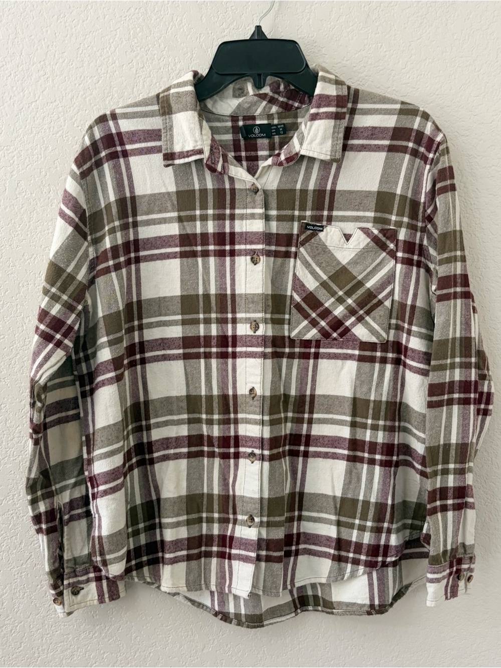 Volcom Youth Boys Size Medium (8) Shirt Flannel Plaid Button Up